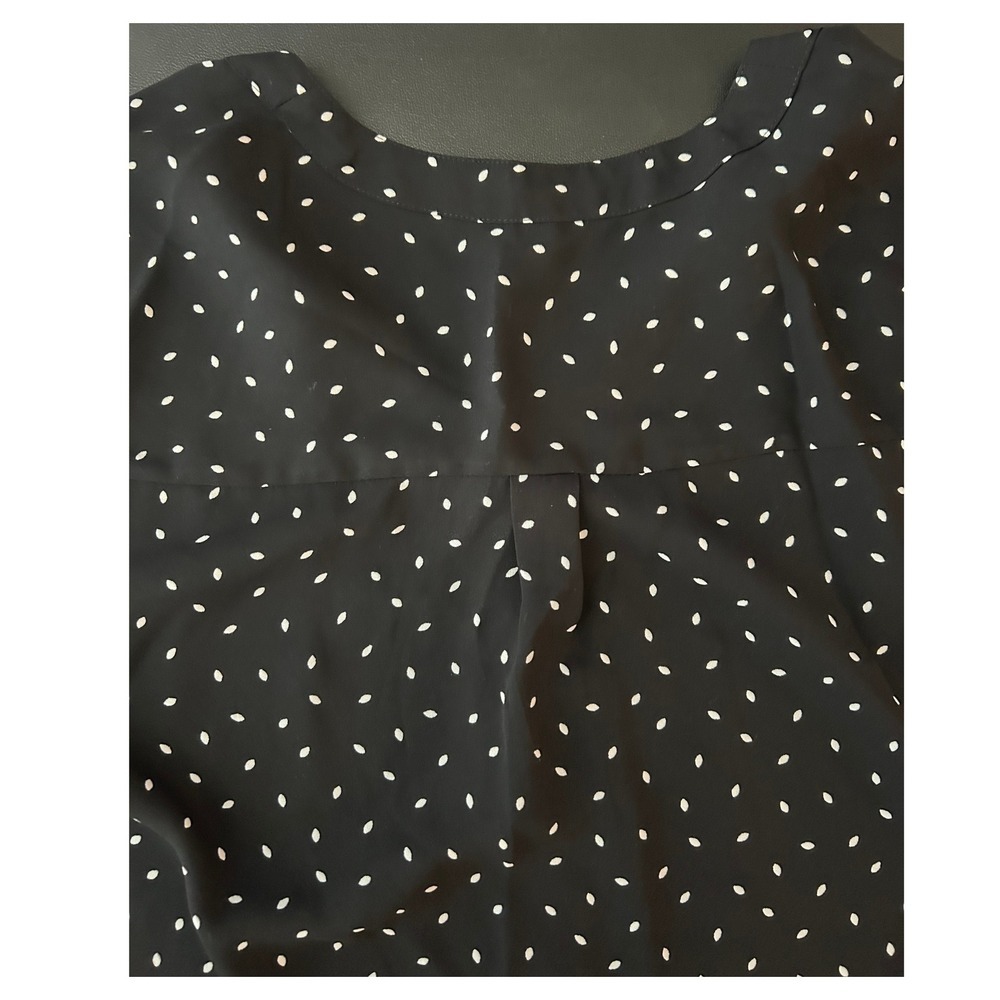 Express Black White Polka Dot V-Neck Button Front High Low Blouse Medium (0469) - Picture 11 of 13